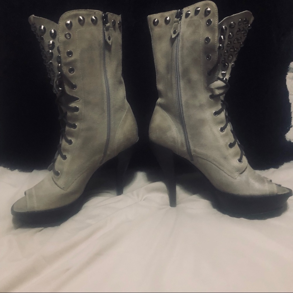 Genuine leather high heel boots